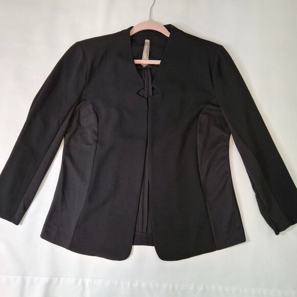 Womans Cropped Open Front Blazer Jacket Sz LG Relaxed Fit Stretchy Office Smart - Picture 6 of 14